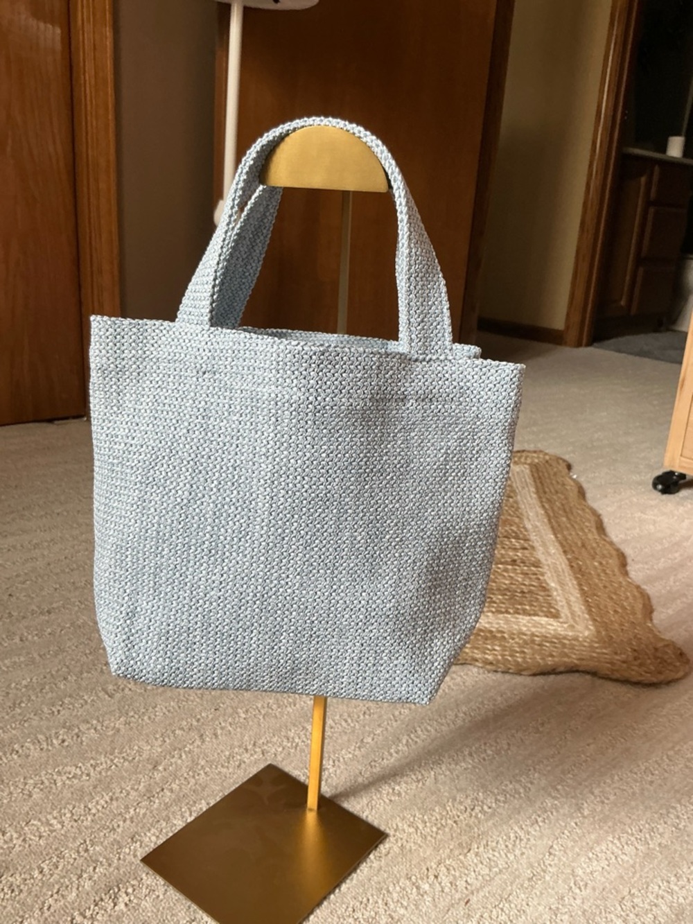 Prada- Beauty Line EUC Light Gray Woven Tote Bag - Picture 3 of 9